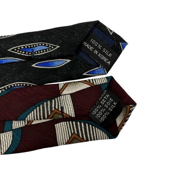 Matrix 100% Silk Mens Neck Ties LOT Of Three Ties Blue Maroon Neutral Business - Picture 8 of 9